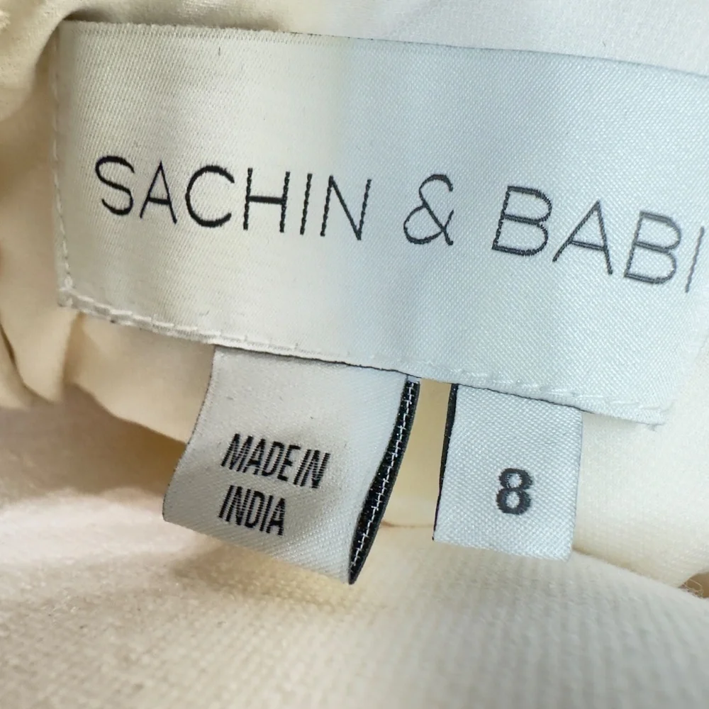 BHLDN Sachin & Babi Emile Ruched Gown Wedding Cream Bone Dress 8 - Picture 5 of 8